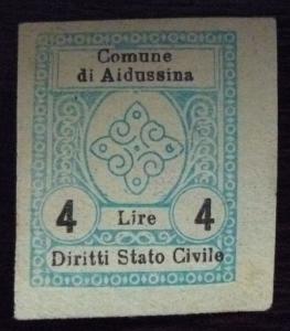 SLOVENIA -ITALY - 'AIDUSSINA' - RARE CITY REVENUE STAMP RR! slowenien italien J2