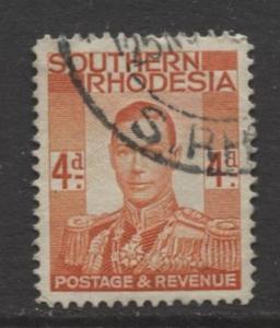 Southern Rhodesia- Scott 45 - KGVI - Definitive -1937 -FU- Single 4d Stamp