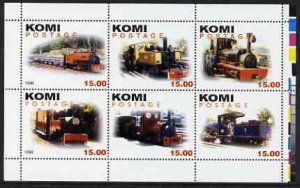 KOMI - 1999 - Steam Locos #2 - Perf 6v Sheet - Mint Never Hinged - Private Issue