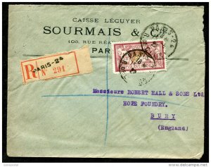 d266 - FRANCE. PARIS 1922 Registered Business Cover to England