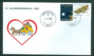 Denmark Cover. 2007.Mail Coach. Copenh.. “Christmas Seal Walk# 31.Sc#1389. # 04