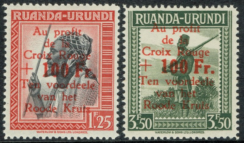 [mag768] RUANDA URUNDI 1944 COB#151/2-Dr MNH **VARIETY** cv:$340