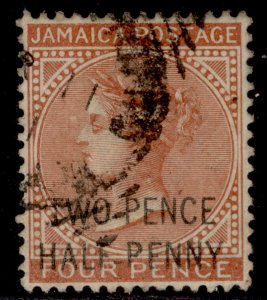 JAMAICA QV SG30c, 2½d on 4d red-brown, FINE USED. Cat £70. PFNNY for PENNY