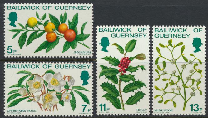 Guernsey  SG 173-176  SC# 169-172 MLH Flowers  Christmas see details