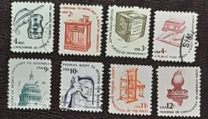 US Scott 1581//1612; Americana Issue; 21 used stamps,1975. sound, off paper, VF.
