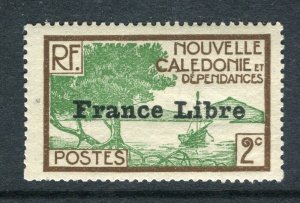FRENCH NEW CALEDONIA; 1941 FRANCE LIBRE Optd. fine Mint hinged 2c. value