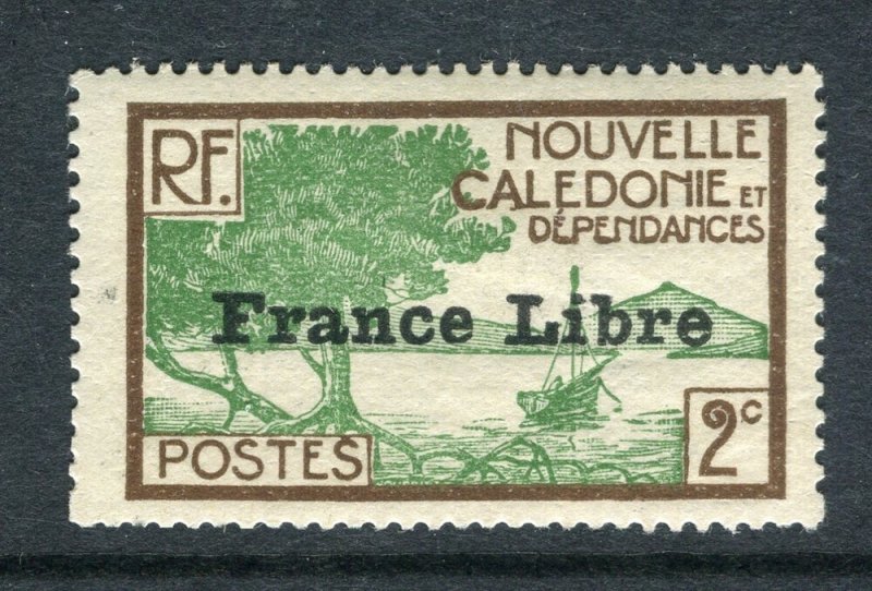 FRENCH NEW CALEDONIA; 1941 FRANCE LIBRE Optd. fine Mint hinged 2c. value