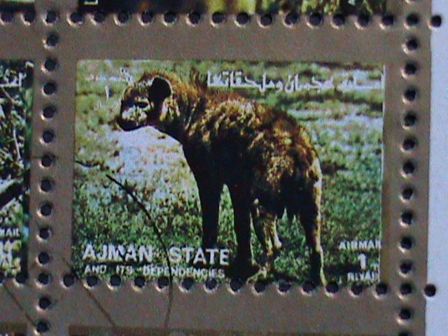 AJMAN STATE-COLORFUL LOVELY WORLD WILD ANIMALS CTO MINI SHEET VERY FINE