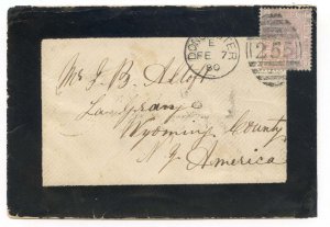 GB 1880 Mourning Cover Doncaster/USA. Tied with SG141 Plate 16/New York