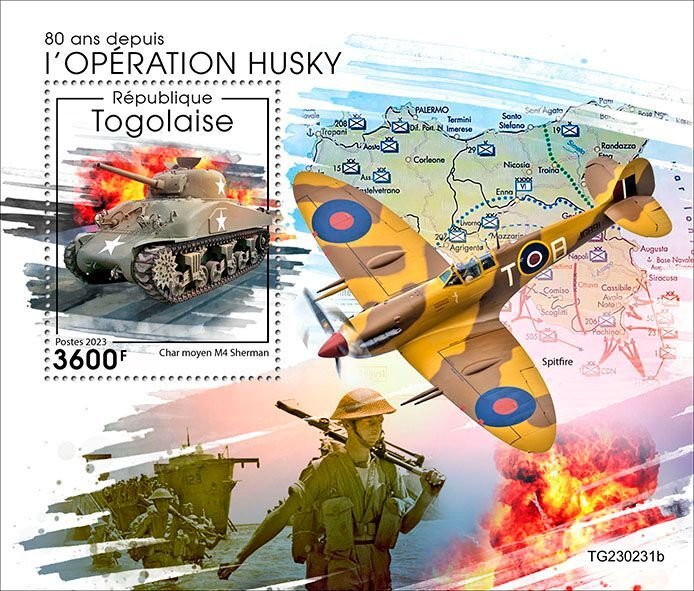 TOGO - 2023 - Operation Husky - Perf Souv Sheet - Mint Never Hinged
