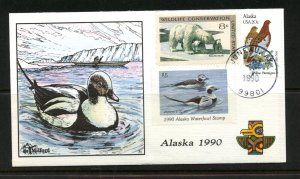 U.S. #AL6 (U816) Milford Hand Painted Alaska 1990 Hunting Permit stamp cover