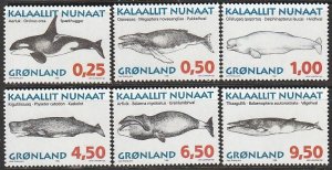 1996 Greenland - Sc 303-8 - MNH VF - 6 single - Whales