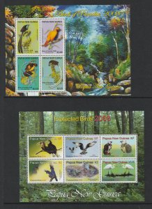 Papua N.G. x 5 MNH mini sheets (bird thematic)