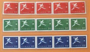 Sweden 1958 Scott #524-528 Soccer World Cup football MNH coil stamps