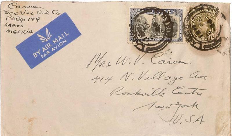 Nigeria 1/- KGVI  and 2/6 KGVI Victoria-Buea Road 1946 Lagos, Nigeria Airmail...