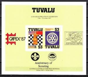 Tuvalu, Scott cat. 352 C. Chess & Rotary & Australia Jamboree IMPERF s/sheet. ^