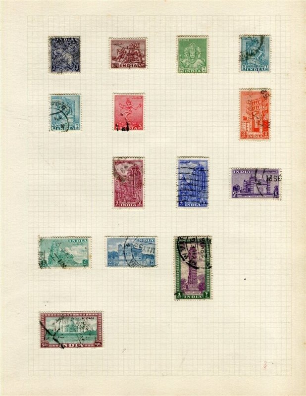 INDIA; 1950s early GVI issues useful used range of values on album page