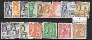 MALTA SG266/82 1956 DEFINITIVE SET MNH