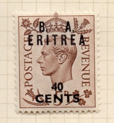 Eritrea 1948 GVI Issue Fine Mint Hinged 40c. Surcharged BMA Optd NW-198911 