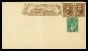 US 1882 HAWAII Wells & Fargo Co. Kingdom of Hawaii- PAID- +Sc# 35+37 blue inside