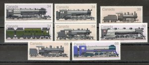 CANADA - MNH - 2 PIRS + 4 STAMPS - TRAIN, LOCOMOTIVES - 1984.