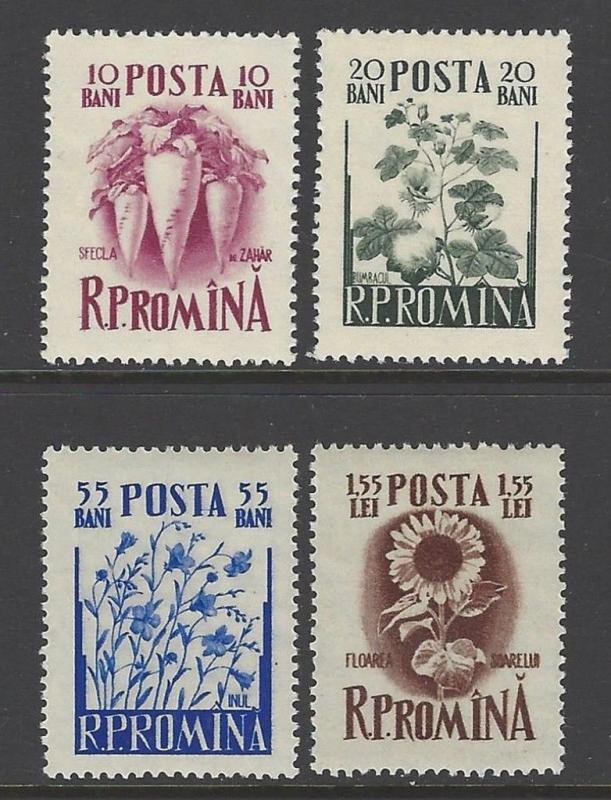 Romania 1955 Cotton Flax Beets VF MNH (1064-7)