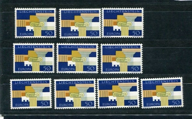 D093757 Europa CEPT 1963 Wholesale 10 Series MNH Liechtenstein