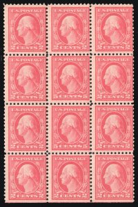 MOMEN: US STAMPS #505 DOUBLE ERROR IN BLOCK OF 12 MINT OG NH LOT #79433*