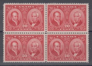 #148 block of 4 Confederation 20 cent VF to Superb MNH PO fresh Canada mint $360