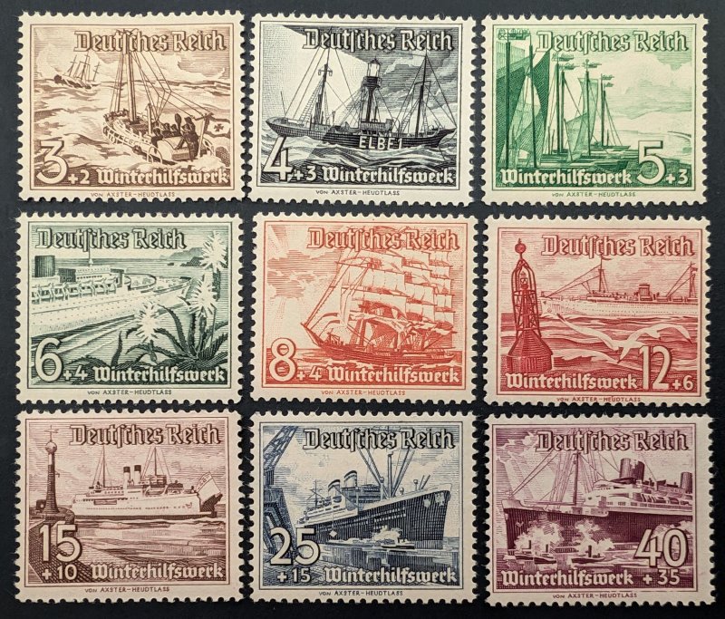Germany B107-B115, 1937 Boats, MNH, Cat. value -- $88.75