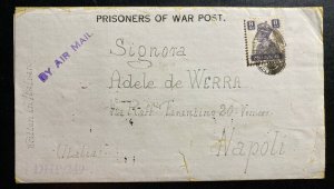 1946 Bombay India POW Internment Camp 25 Letter Cover To Napoli Italy E Werra