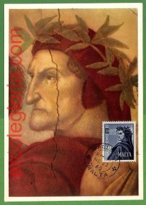 32583 - MALTA - MAXIMUM CARD - 1965 - Dante, Writer-