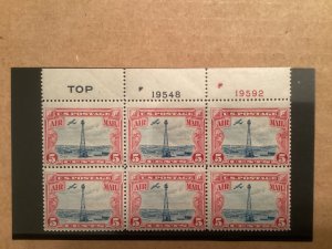 US Scott #C11 Plate Block MNH VF Blue and Red Top Plate #s