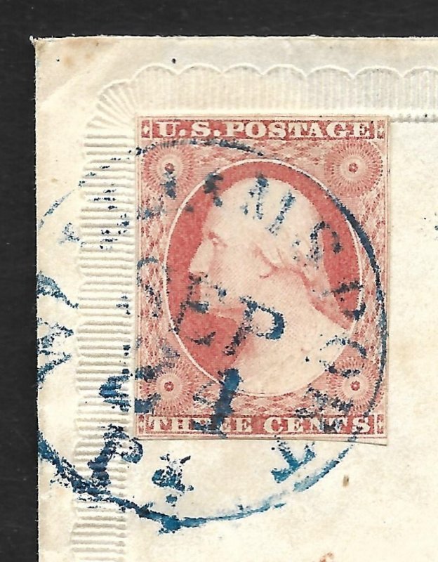 Doyle's_Stamps: 1851 Type II Imperf 3c Washington Issue Scott #10A on Cover