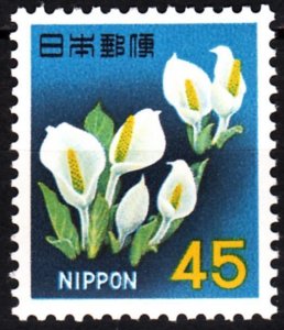 JAPAN 1967 Definitive w NIPPON: FLORA Plants Flowers. Mock Calla Lily 45Y, MNH