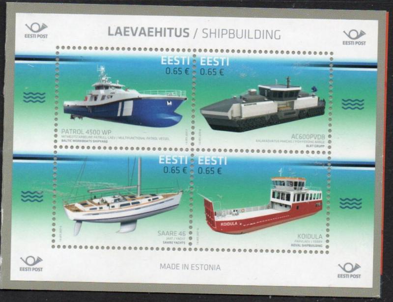 Estonia Sc 837 2017 Estonian Ships stamp booklet pane mint NH