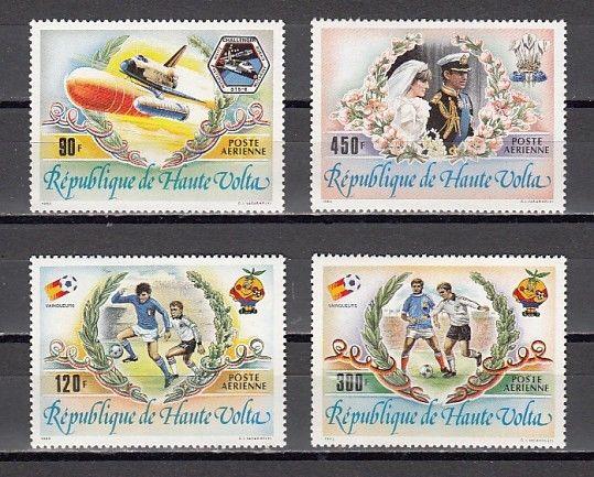 Burkina Faso, Scott cat. C273-C276. Soccer, Space Shuttle, Diana Wedding. ^