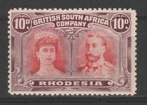 RHODESIA 1910 KGV DOUBLE HEAD 10D 