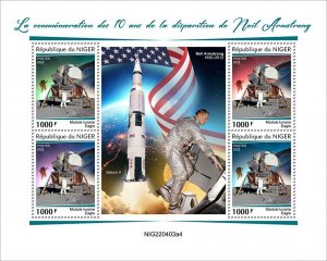 NIGER - 2022 - Neil Armstrong - Perf 4v Sheet - Mint Never Hinged