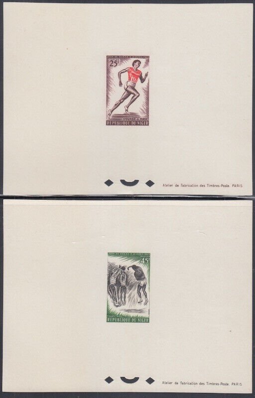 NIGER  Sc # 114-6 CPL SET of 3 PROOF CARDS - FRIENDSHIP GAMES in DAKAR 1963