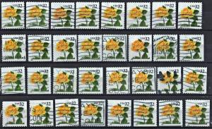 SC#3049 32¢ Yellow Rose Booklet Stamp (1996) Used Lot of 32
