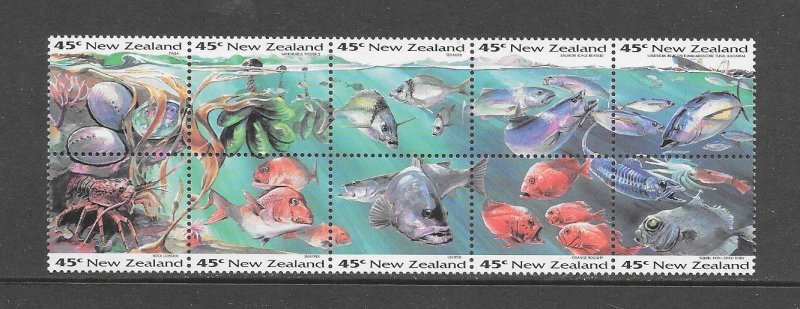 FISH - NEW ZEALAND #1179a  BOOKLET PANE OF 10 MNH