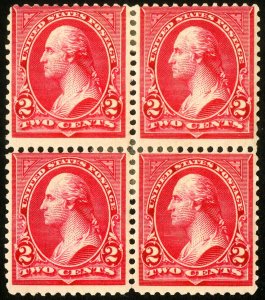 US Stamps # 266 MH Type II & III Pairs in Block Scott Value $440.00