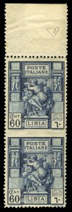 Italian Colonies, Libya #41 (Sass. 42h) Cat€1,500, 1924-31 60c deep blue, t...