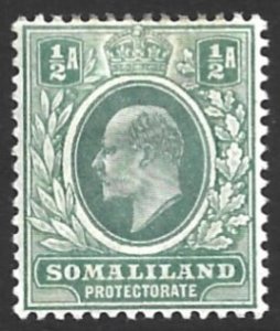 Somaliland Prot, Scott #27; 1/2a King Edward VII, MH