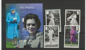 South Georgia 2016 Queens 90th set of 4 and miniature sheet sg.662-6 MNH