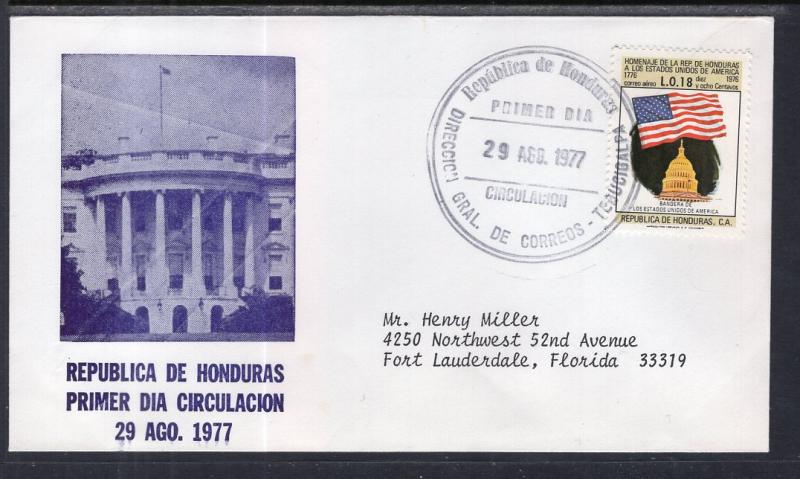 Honduras C607 US Bicentennial Typed FDC