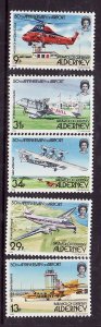 Alderney-Sc#18-22-unused NH set-Airport anniversary-id6-1985-