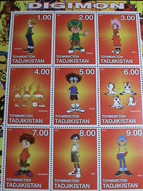 TAJIKISTAN STAMP:2001 RARE FAMOUS DIGIMON  STAMPS MNH FULL SHEET VERY FINE