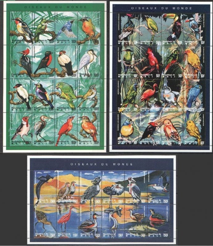 Mali Fauna Birds Oiseaux Du Monde !!! 3Sh ** Stamps Pk143